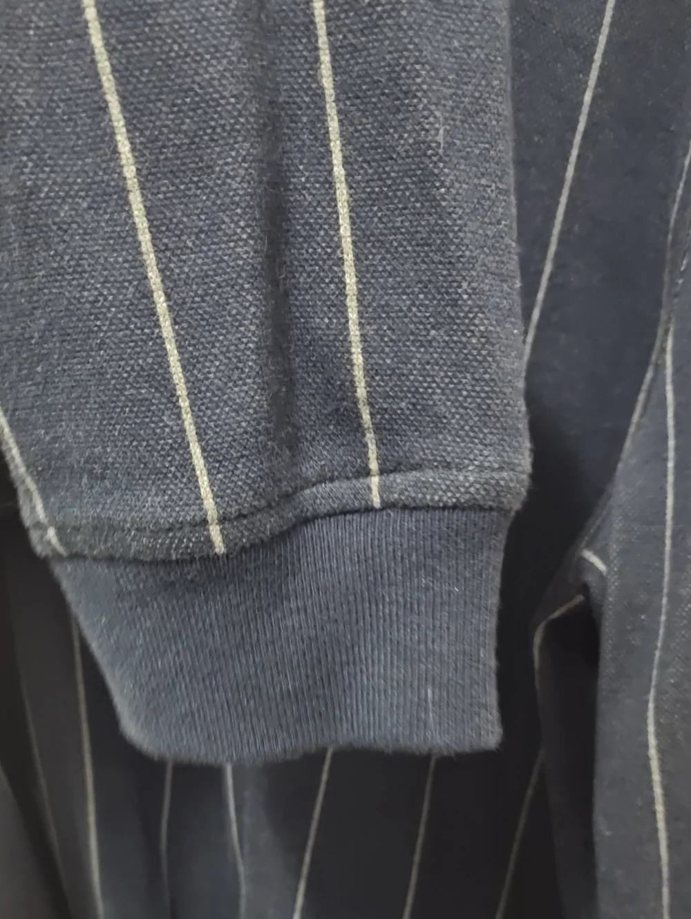 J. Crew Men's Navy Long-Sleeve Polo with White Pinstripes